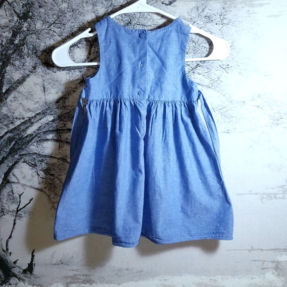 Good Lad Blue Denim Style Summer Dress w/Pink Embroidered Stars Girls Sz 4T EUC - Picture 6 of 8